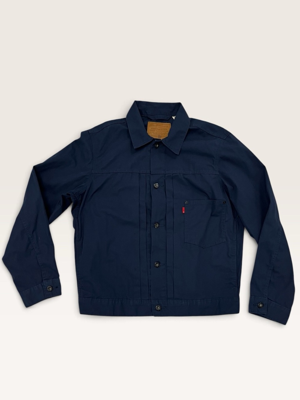 Levi’s Trucker Jacket Men’s M Navy Blue Twill Cotton Blend Button Front